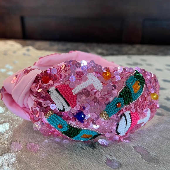 Pink champagne brunch beaded headband - Picture 2 of 2